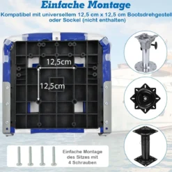 2er Set Hochlehner Bootssitz mit 10 cm Dicker Schwammpolsterung Klappbar Blau Weiß