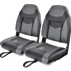 2er Set Hochlehner Bootssitz mit 10 cm Dicker Schwammpolsterung Klappbar Schwarz