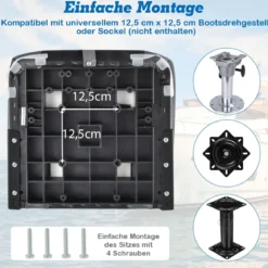 2er Set Hochlehner Bootssitz mit 10 cm Dicker Schwammpolsterung Klappbar Schwarz