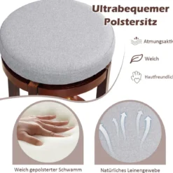 2er-Set Hocker in Thekenhöhe 66 cm Hohe Drehbare Barhocker 42 x 42 x 66 cm Grau und Braun