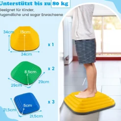 6er Set Kinder Balanciersteine Rutschfeste Stapelsteine Flusssteine Stepping Stones bis 80 kg Belastbar