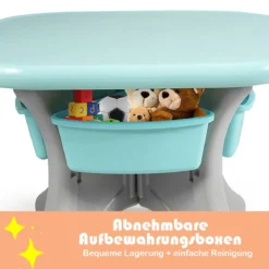 3er Set Kindersitzgruppe Leichtes Aktivitätsset für Kinder zum Malen und Spielen Tisch für Kleinkinder von 1 – 7 Jahren Grün