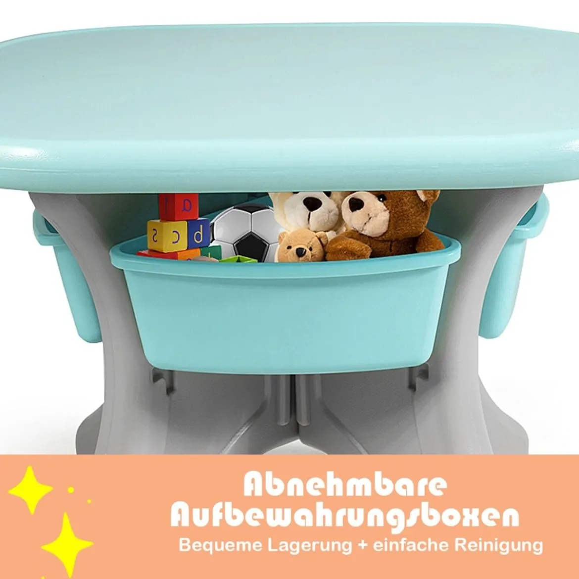 3er Set Kindersitzgruppe Leichtes Aktivitätsset für Kinder zum Malen und Spielen Tisch für Kleinkinder von 1 – 7 Jahren Grün