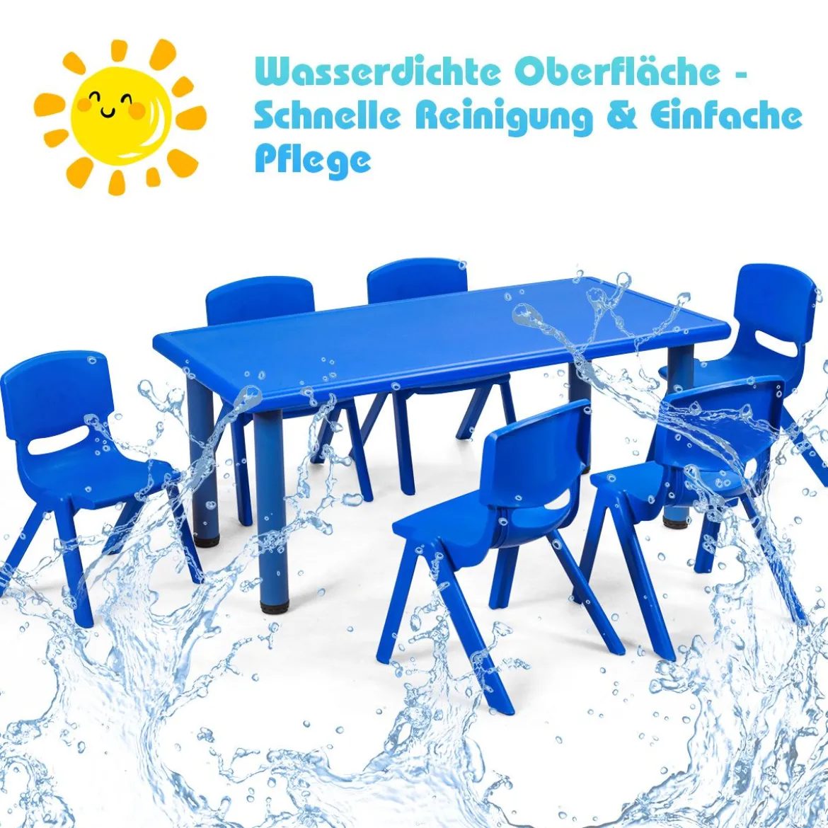 6er Set Kinderstühle Stapelbare Klassenraumstühle für Kinder zum Lernen Blau