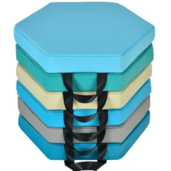 6er Set Kinder Stuhlkissen mit Griff & Reißverschluss Sitzkissen Sitzerhöhung Hauptkissen Bunt/Blau
