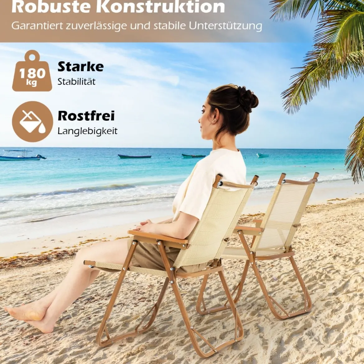 2er Set Klappbare Campingstühle mit Aluminiumrahmen Klappstühle Ultraleichte Klappstühle