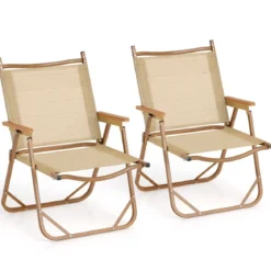 2er Set Klappbare Campingstühle mit Aluminiumrahmen Klappstühle Ultraleichte Klappstühle