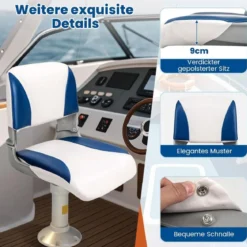 2er Set Klappbarer Bootsstuhl mit Schaumstoffpolsterung Bootssitz Gepolsterter Steuerstuhl