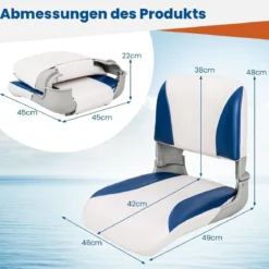 2er Set Klappbarer Bootsstuhl mit Schaumstoffpolsterung Bootssitz Gepolsterter Steuerstuhl
