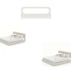 3er Set Klappbares Bettgitter mit Abnehmbarem Oxford-Stoffbezug Weiß (2 Stücke 178 x 60 cm+ 1 Stück 148 x 60 cm)