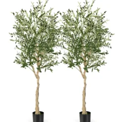 1/2er Set Künstliche Olivenbäume mit 1296 Blättern & 72 Früchten Olivenpflanzen 182 cm
