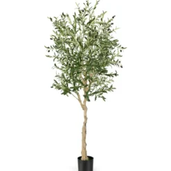 1/2er Set Künstliche Olivenbäume mit 1296 Blättern & 72 Früchten Olivenpflanzen 182 cm