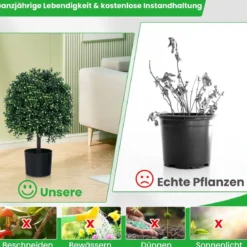 2er Set Künstlicher Formschnittbaum in Kugelform mit UV-geschützten Blättern & Früchten
