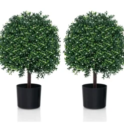 2er Set Künstlicher Formschnittbaum in Kugelform mit UV-geschützten Blättern & Früchten