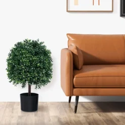2er Set Künstlicher Formschnittbaum in Kugelform mit UV-geschützten Blättern & Früchten