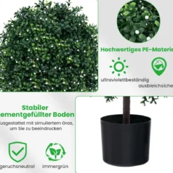 2er Set Künstlicher Formschnittbaum in Kugelform mit UV-geschützten Blättern & Früchten