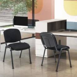5er Set Konferenzstühle Stapelbare Besucherstühle ohne Armlehnen Armlose Stapelstühle Schwarz