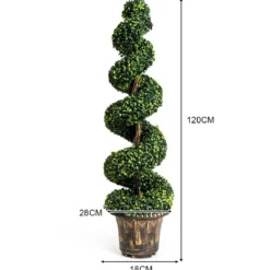 2er Set Kunstpflanze 120cm Künstlicher Spiralbaum Zimmerpflanze Im Blumentopf Dekopflanze