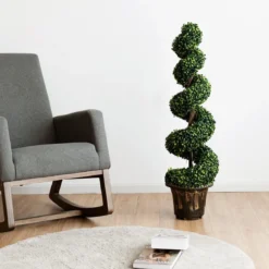 2er Set Kunstpflanze 120cm Künstlicher Spiralbaum Zimmerpflanze Im Blumentopf Dekopflanze