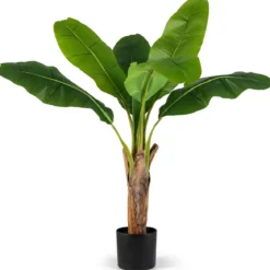 2er Set Kunstpflanze Tropische Palme 107 cm Künstliche Paradiesvogel Pflanze Grün
