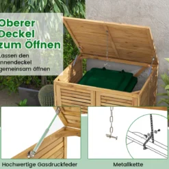 2er Set 120 L Holz Mülltonnenhaus mit Öffnendem Deckel & Doppeltüren & Abschließbarem Riegel