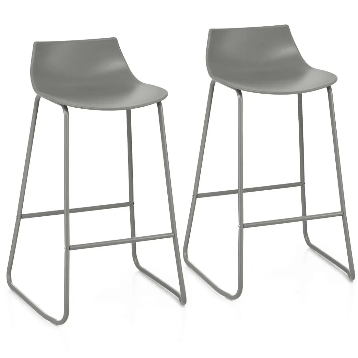 2er Set Modern Barhocker mit 69 cm Sitzhöhe & Fußstütze & Lehne Barstuhl Tresenhocker