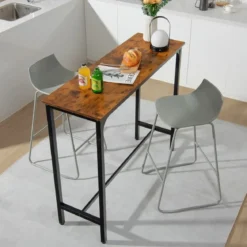 2er Set Modern Barhocker mit 69 cm Sitzhöhe & Fußstütze & Lehne Barstuhl Tresenhocker