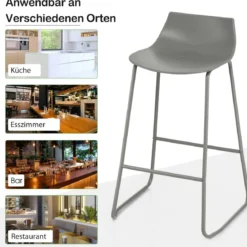 2er Set Modern Barhocker mit 69 cm Sitzhöhe & Fußstütze & Lehne Barstuhl Tresenhocker