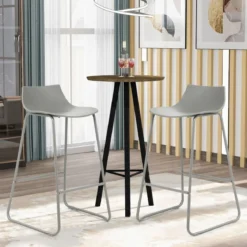 2er Set Modern Barhocker mit 69 cm Sitzhöhe & Fußstütze & Lehne Barstuhl Tresenhocker