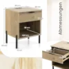 2er Set Moderner Nachttisch mit Ladestation & Schublade & Offenem Fach Beistelltisch