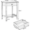 2er Set Nachttisch 2 Ebenen Sofatisch mit Schublade Beistelltisch aus Holz 47,5 x 36 x 62 cm Grau