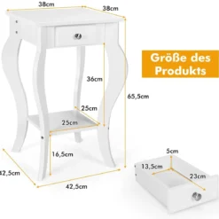 2er Set Nachttisch mit Schublade & Ablage Moderner Beistelltisch Nachtkommode Weiß