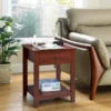 2er Set Nachttisch mit 1 Schublade & 1 offener Ablage Beistelltisch mit stabilen Holzbeinen 50 x 42 x 62cm Braun