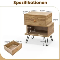 2er Set Nachttisch Set aus 2 Beistelltischen Holz multifunktionaler Natur