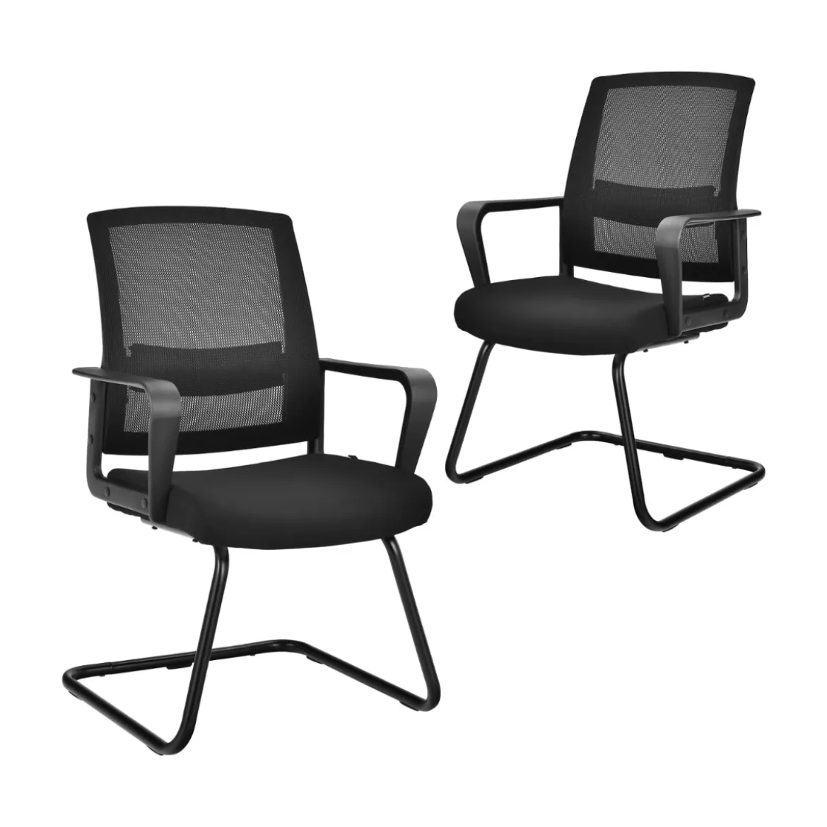 2er Set Netz Bürostuhl mit Rückenlehne bis 136kg belastbar 60 x 54,5 x 94 cm Schwarz