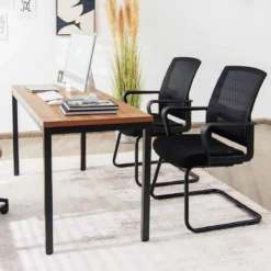 2er Set Netz Bürostuhl mit Rückenlehne bis 136kg belastbar 60 x 54,5 x 94 cm Schwarz