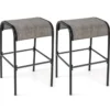 2er Set Outdoor Barhocker mit Gebogenem Stoffsitz bis zu 180 kg Belastbar Barstühle