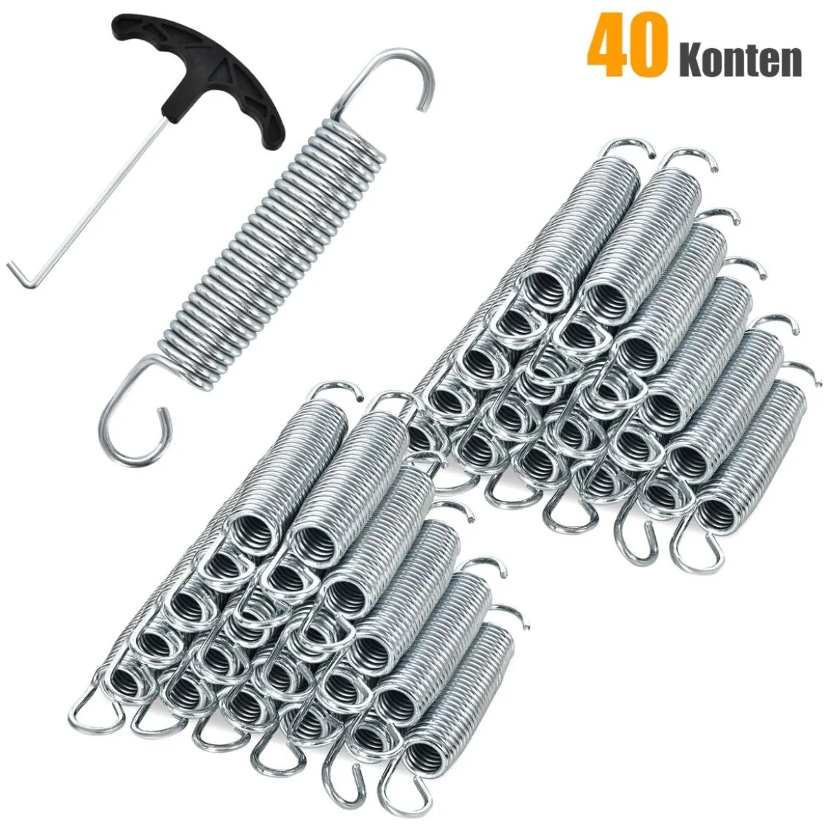 20er SetPack Trampolinfedern 14 cm schwere verzinkte Stahlfedern mit T-Haken-Zugwerkzeug