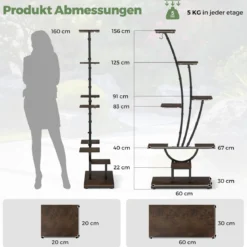 2er Set Pflanzenständer mit Wachstumslichtern 8-Stöckiges Pflanzenregal Blumentreppe