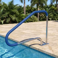 2er Set Pool Handlauf mit Griffabdeckung 304 Edelstahl Einstiegshilfe 250 kg Tragfähigkeit Schwimmbad Haltegriff