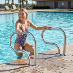 2er Set Pool-Handlauf 82,5 x 57 cm Pool Haltegriff aus Edelstahl Sicherheitsgriff für Schwimmbad bis 180 kg Belastbar