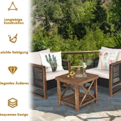3er Set Rattan Gartenmöbel Polyrattan Lounge Set mit Waschbaren Sitzkissen Outdoor Sitzgarnitur