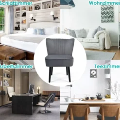 2er Set Relaxsessel mit hoher Rückenlehne & breitem gepolstertem Sitz Armlehnestuhl modern Grau