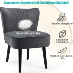 2er Set Relaxsessel mit hoher Rückenlehne & breitem gepolstertem Sitz Armlehnestuhl modern Grau