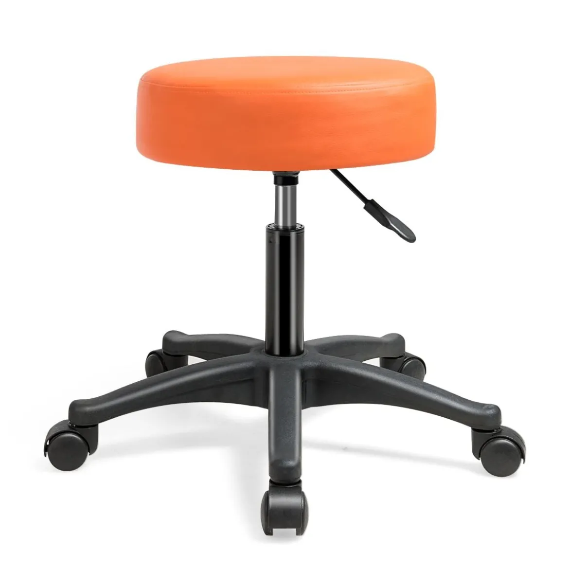 2er Set Rollhocker Drehhocker verstellbar Salonhocker mit Kunstledersitz Hocker hydraulisch Orange (2 Stk.)