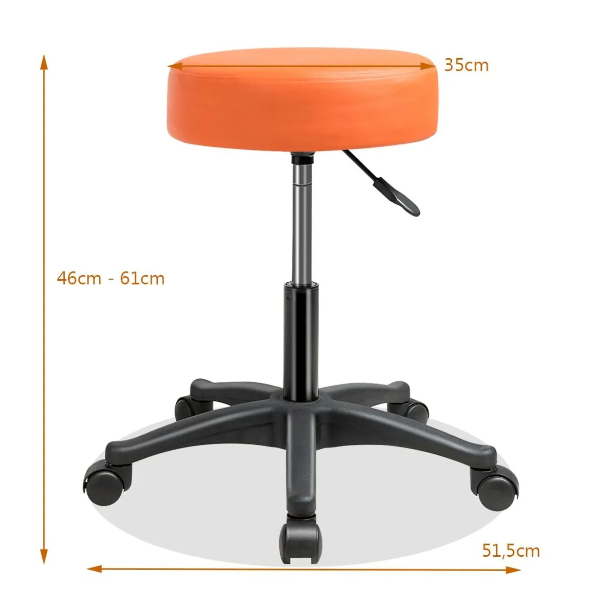 2er Set Rollhocker Drehhocker verstellbar Salonhocker mit Kunstledersitz Hocker hydraulisch Orange (2 Stk.)