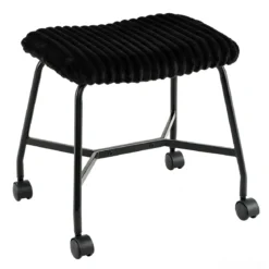 2er Set Rollhocker Gepolstert mit Gewölbter Sitzfläche & 4 Leichtgängigen Rollen Schwarz
