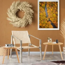 2er Set Satztisch Holz Couchtisch dreieckig Beistelltisch Kaffeetisch Wohnzimmertisch Natur