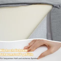 5er Set Schaumstoff Bausteine mit Ballgrube (Bälle nicht enthalten) & Cordstoff-Bezügen Kletterblöcke Spielbausteine Grau