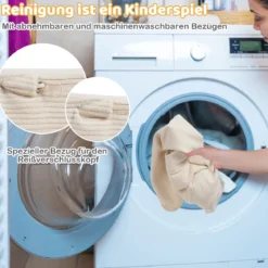 5er Set Schaumstoff Bausteine mit Ballgrube (Bälle nicht enthalten) & Cordstoff-Bezügen Kletterblöcke Spielbausteine Beige